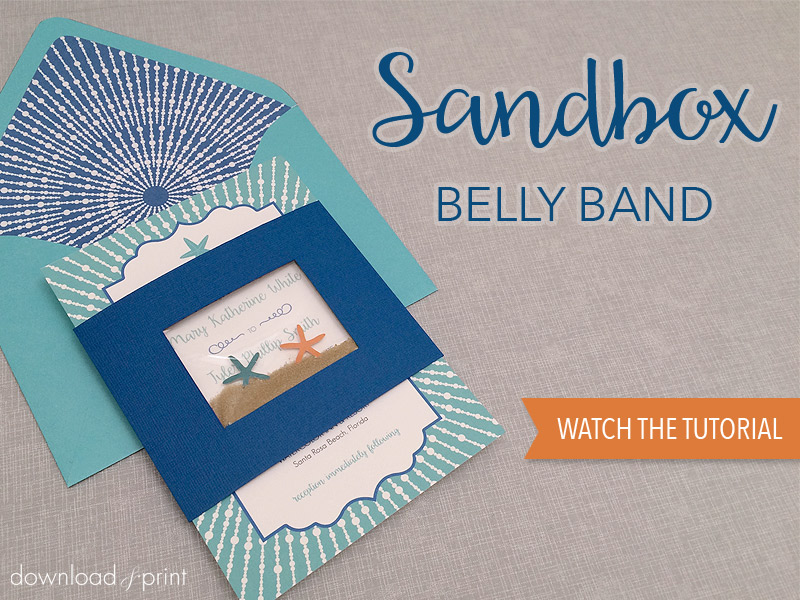 Diy Sandbox Belly Band For Beach Wedding Invitation